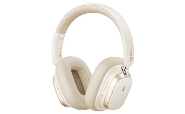 Baseus Bowie H1s Bluetooth Headset Foldable, Active Noise Cancelling Wireless Over-Ear Headphone, PX4 Waterproof, up to 100Hrs - White